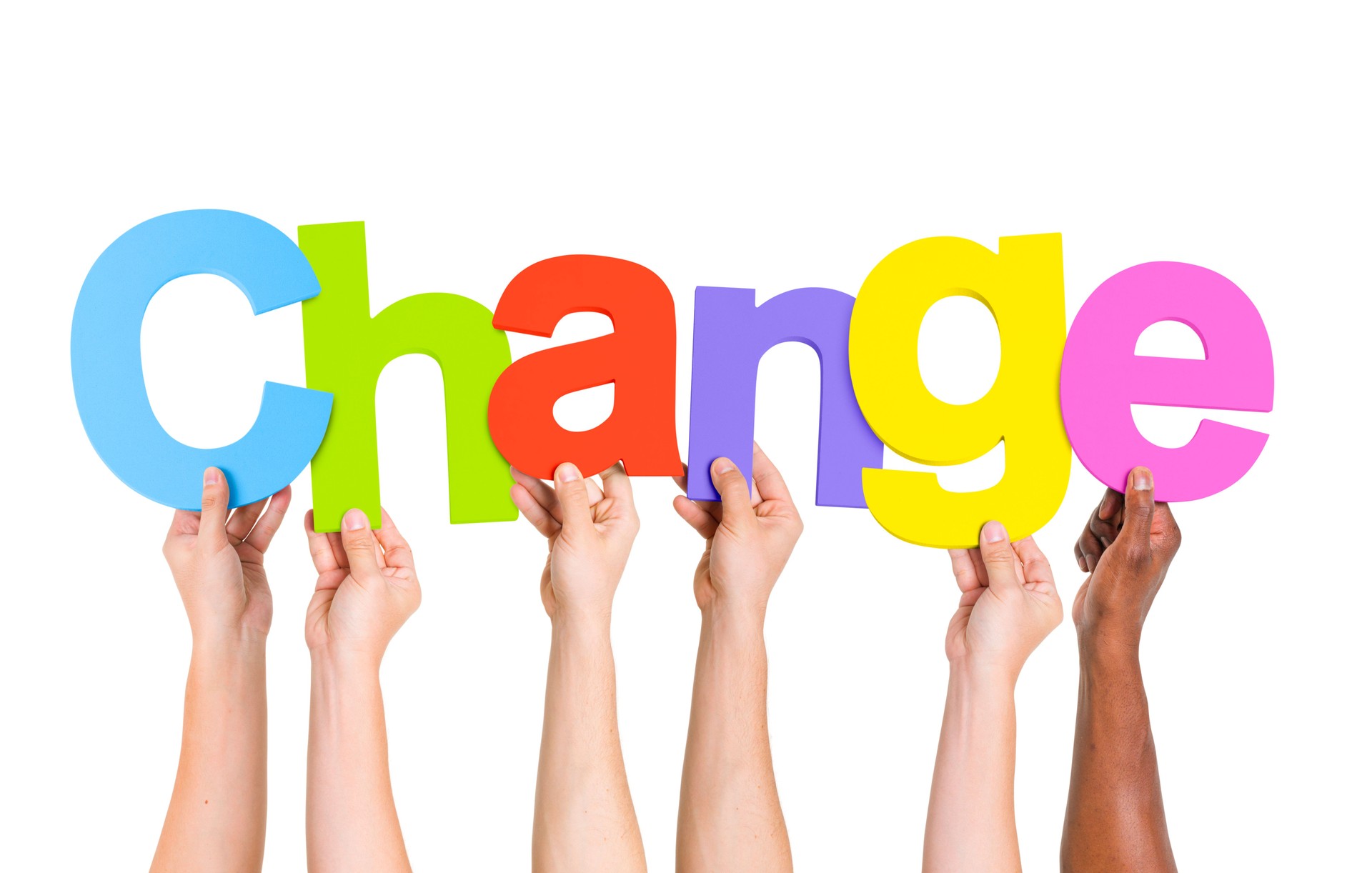 Multi Ethnic People Holding The Word Change
